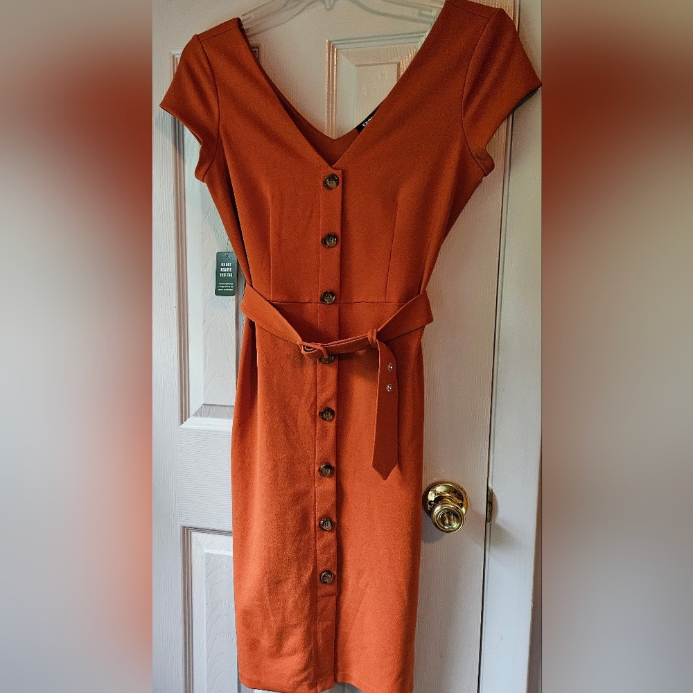 NWT Size M Express Orange Midi Dress